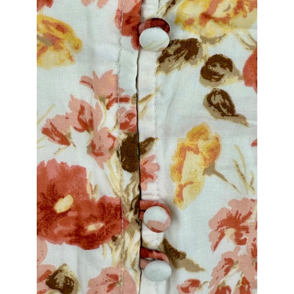 Abercrombie Flirty Romantic Floral Button Front Tie-Strap Feminine Crop Top Cami - Picture 4 of 13